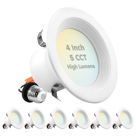 Luxrite 4" LED Recessed Can Lights 5 CCT Selectable 2700K-5000K 14W (75W Equivalent) 950LM Dimmable 6-Pack LR23793-6PK